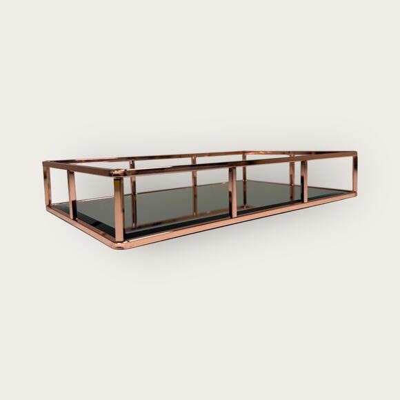 Mirrored Vanity Tray | Rose Gold | 12 x 7.25 x 2 in. - Picture 1 of 16